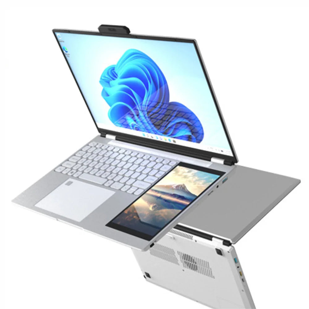 Brand New OEM 15.6 Inch +7 Inch IPS Dual Display 13th Gen N100 Quad Core Touch Screen Aluminum Laptop Fingerprint Metal Notebook