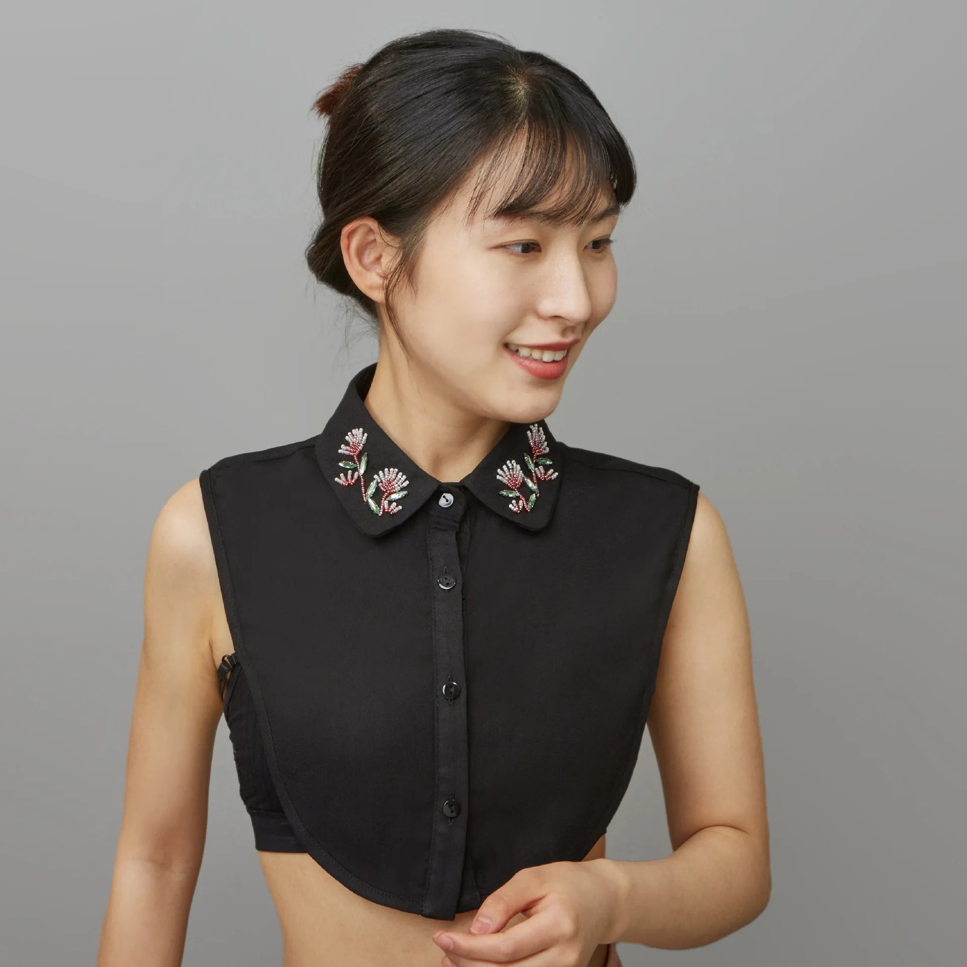 Fashion Women's Luxury Shirt Accessories Detachable White Beaded Embroidery Faux Neckwear Handmade Stylish False Collar
