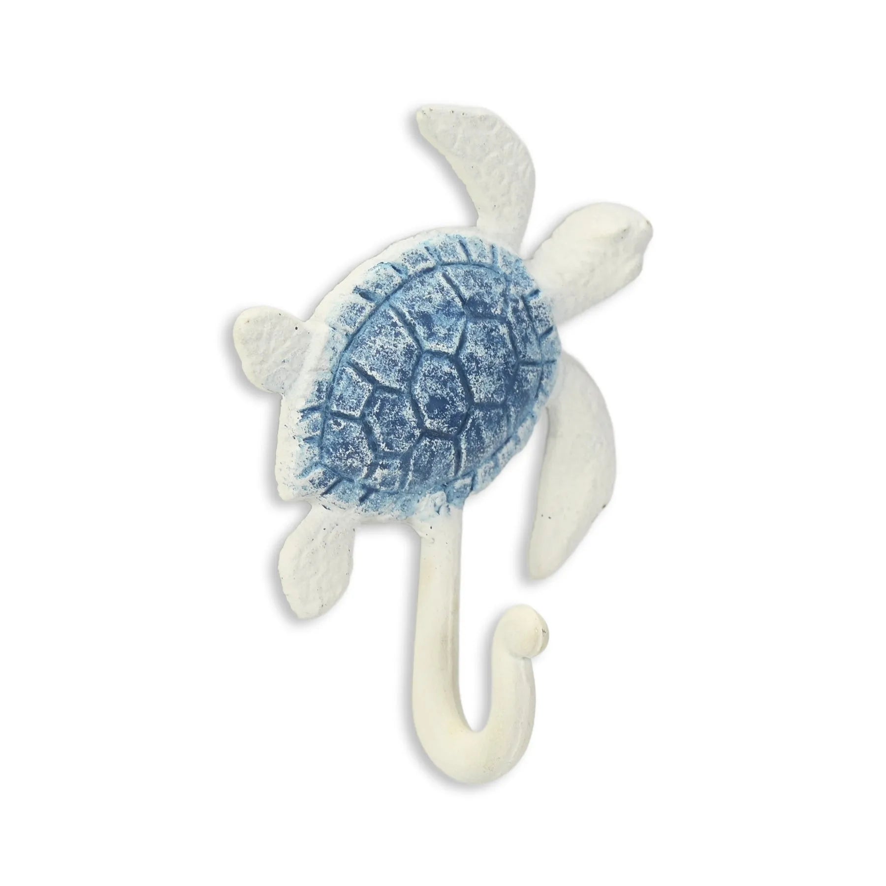 HMS Cast Iron Turtle Wall Hook 4\" Blue White Metal Cloth for Kitchen Bathroom Home Garage Towel Clothing Jewelry Storage