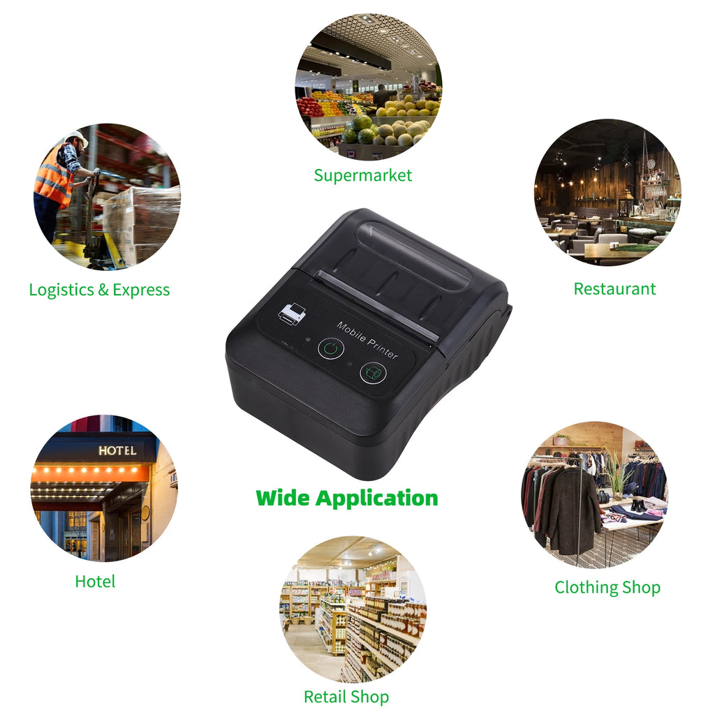 Portable 2 Inch Mini Thermal Printer  Wireless Label Maker for Android IOS Windows