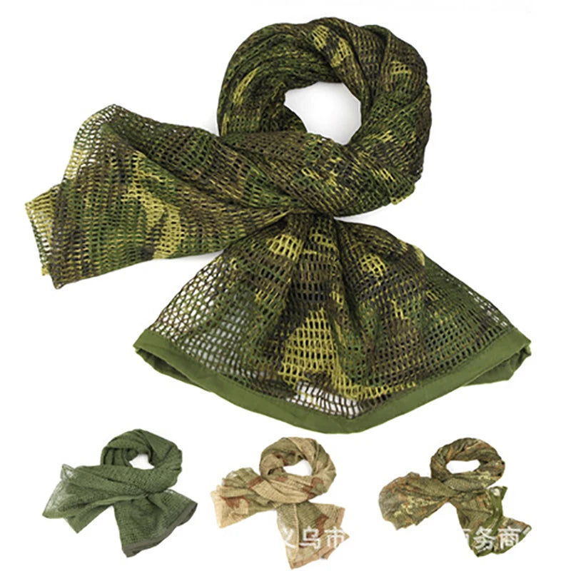 Hijab Tactical Scarf Camouflage Mesh Neck Men KeffIyeh Sniper Face Scarf Veil Shemagh Head Wrap for Outdoor Camping Hunting