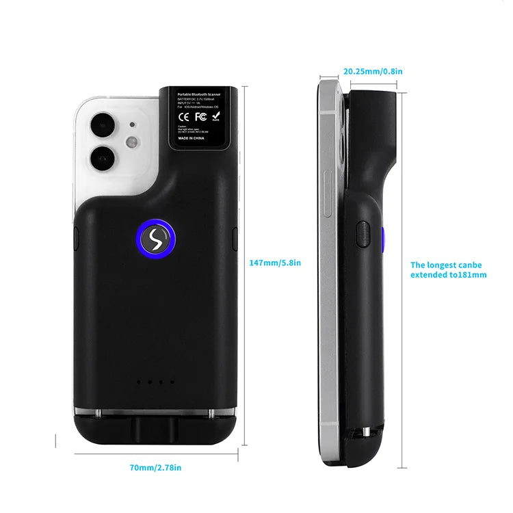 OEM ODM 2.4G BT Wireless 1D 2D Barcode Scanner CMOS Android Attachable Back Clip USB Stock Bar Code Reader for Shops