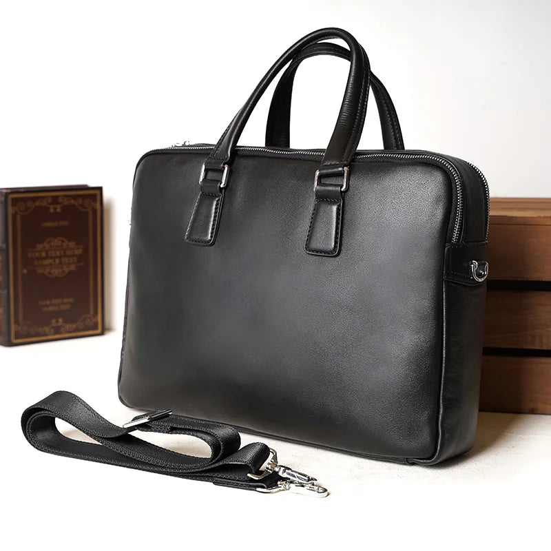 Waterproof Large Capacity Shoulder Bag Real Leather Business Men's Messenger Genuine Leather Laptop Bag for Men