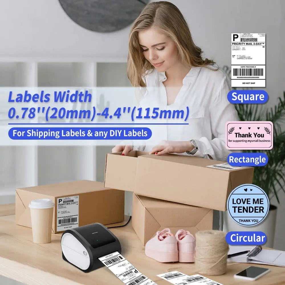 AIMO D520 Desktop Label Thermal Printer  No Ink Printer for Shipping Address Label Mailing Postage D520BT