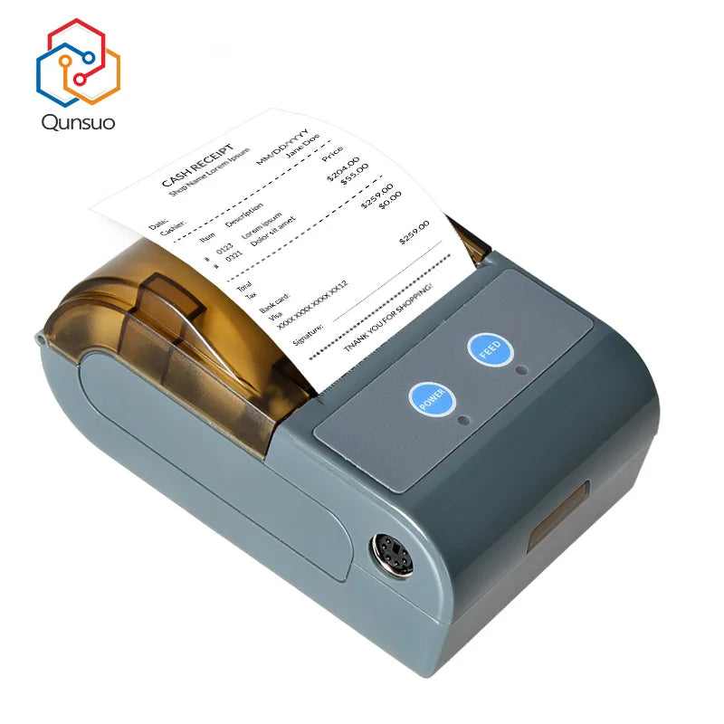 QS-5803 RS232 USB & Bluetooth 4.0 Wireless Mini Portable 58mm Thermal Printer Receipt Label Printer Stock Available