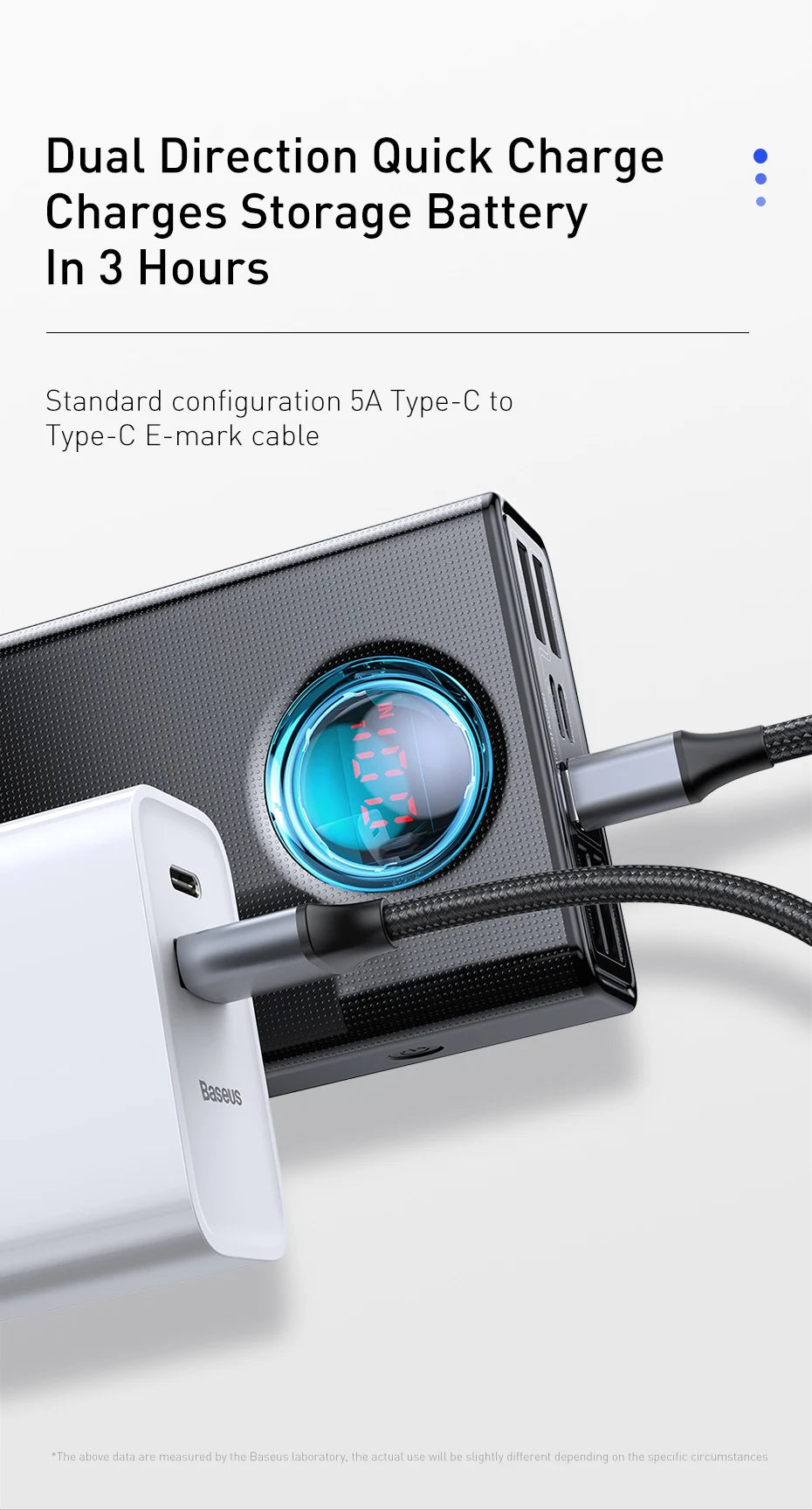 Baseus Power Bank 30000mAh 65W PD3.0 Quick Charging 3.0 FCP SCP Portable External for iPhone 16 15 14 Laptop Tablet Power bank