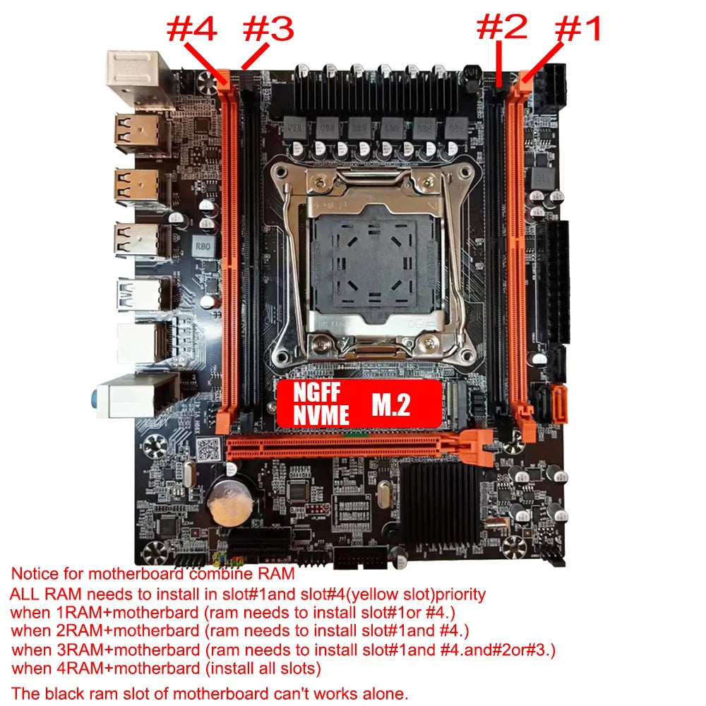 QIYIDA ED4 X99 LGA2011-3 Motherboard Set Kit With Intel Xeon E5 2660V3 CPU 16GB(2*8G) 3200MHZ DDR4 Desktop Memory M-ATX NVME M.2