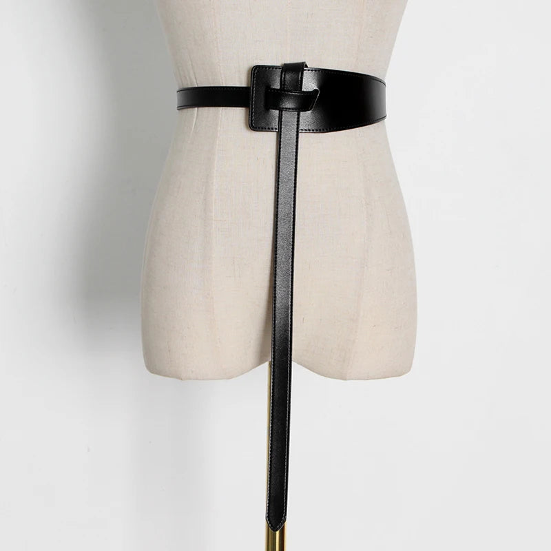 TWOTWINSTYLE Fashionable Accessories Gather Waist Solid Color Women'S Leather Belt