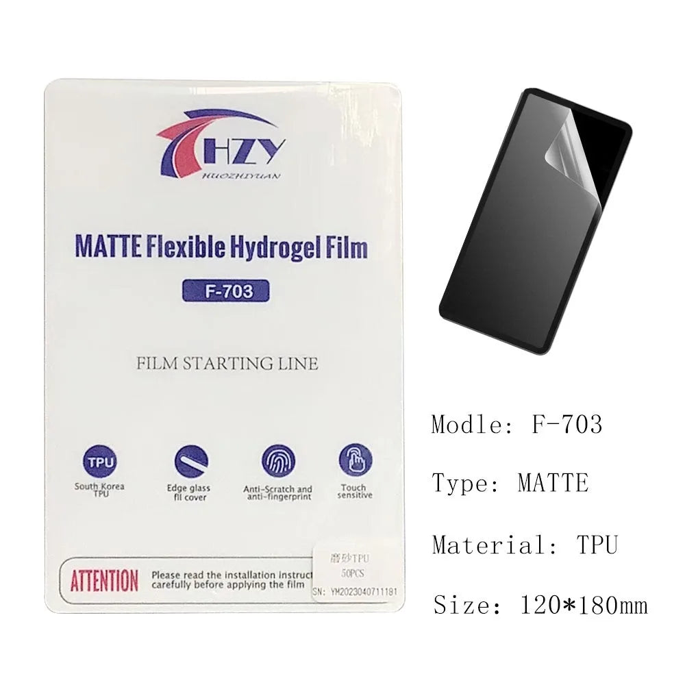 HZY F-701/F-703 Hydrogel Film HD Matte for iPhone Android Phone LCD Screen Protectors Intelligent Cutting Machine Plotter 50Pcs