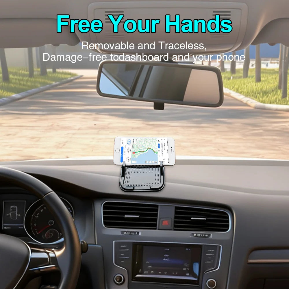 Anti-Slip Car Phone Holder Pad with Dual Slots-Universal Smartphone & GPS Dashboard Mount