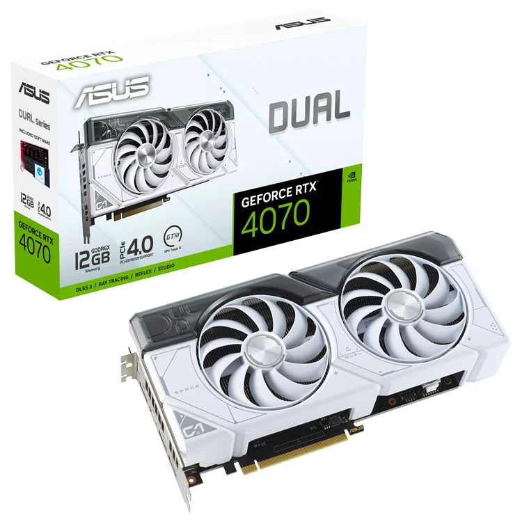 Used ASU'S GeForce RTX 4070 White Edition 12GB GDDR6X Graphics Card With 21 Gbps Memory Support Intel Core I9 13900k I7 13700K