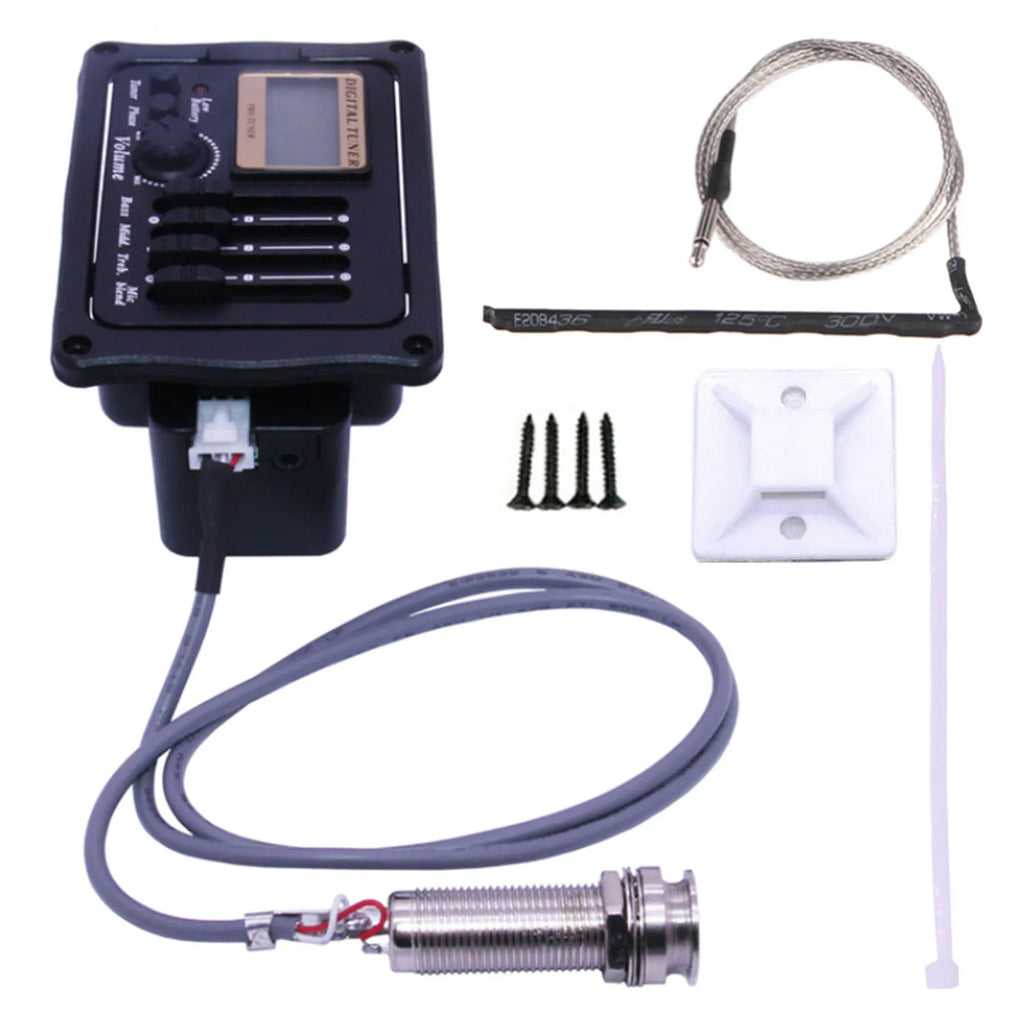 Wholesale B12 Acoustic Guitar Pickup 4 Bands EQ Equalizer Preamp Piezo Pickup with LCD Tuner