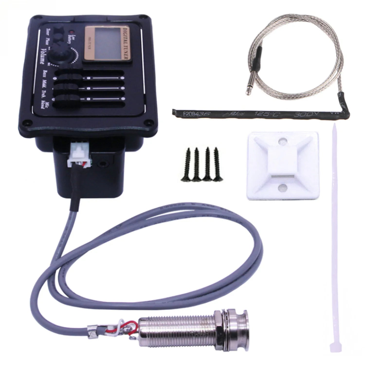 Wholesale B12 Acoustic Guitar Pickup 4 Bands EQ Equalizer Preamp Piezo Pickup with LCD Tuner