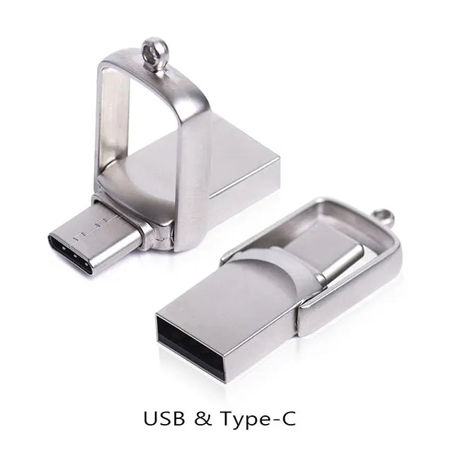 Free Laser Logo Mini Metal Type-C USB Flash Drive 2.0 3.0 8GB 16GB 32GB Pen Swivel 64GB 128GB Memory Stick  for Iphone 15/16/17