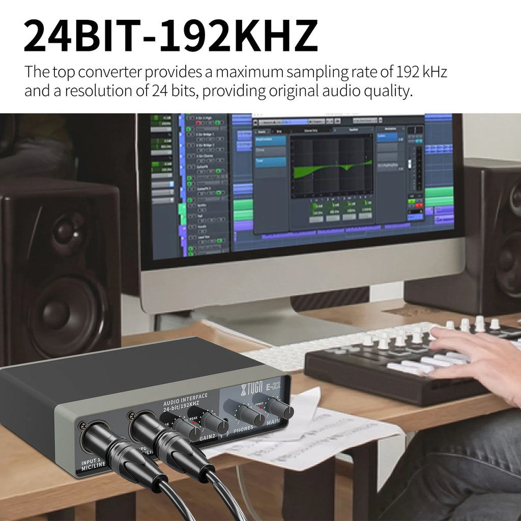 XTUGA E22 Professional Studio Audio Interface New Arrival USB Sound Card Recording PC Recorder for Live Streaming Computer