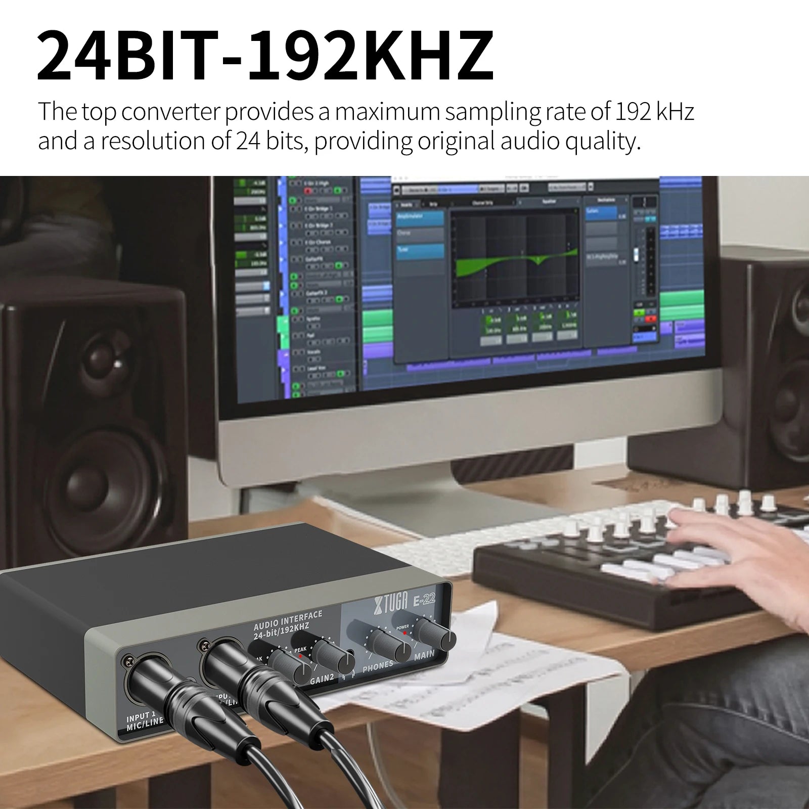 XTUGA E22 Professional Studio Audio Interface New Arrival USB Sound Card Recording PC Recorder for Live Streaming Computer