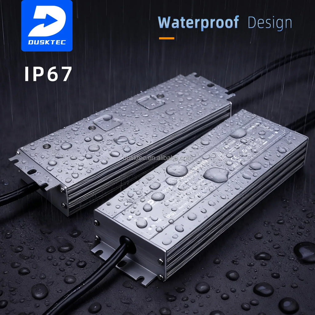 DUSKTEC 24V 12v Rainproof 120w 1 Amp Variable AC-DC Thin Video Under Cabinet Led Waterproof Switching Power Supply