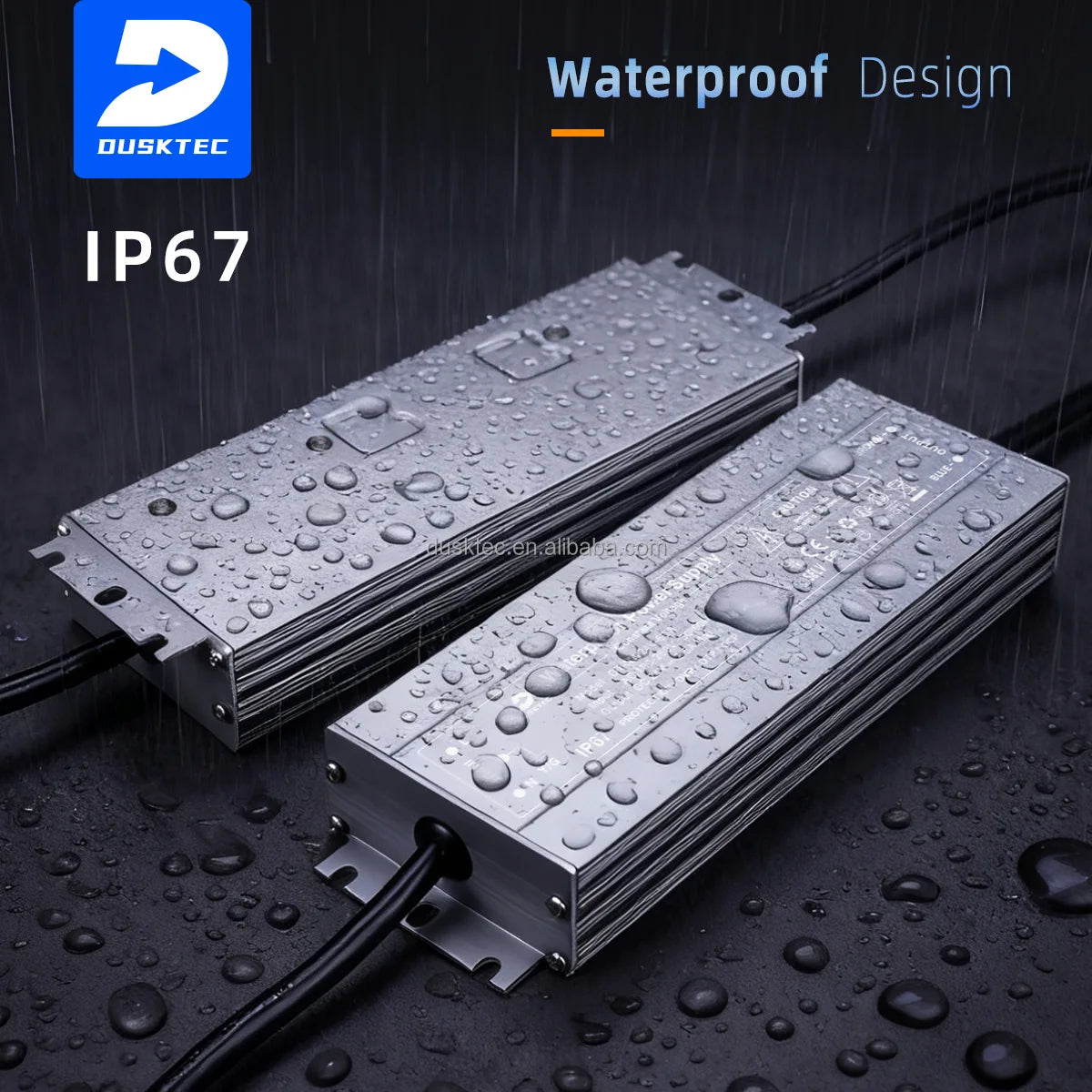 DUSKTEC 24V 12v Rainproof 120w 1 Amp Variable AC-DC Thin Video Under Cabinet Led Waterproof Switching Power Supply