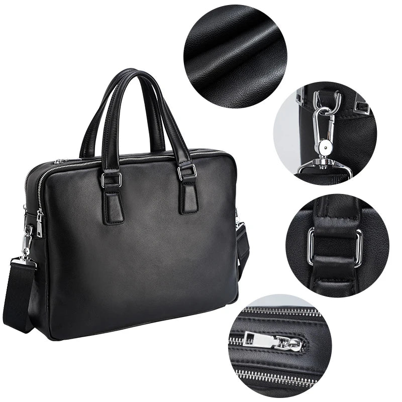 Waterproof Large Capacity Shoulder Bag Real Leather Business Men's Messenger Genuine Leather Laptop Bag for Men