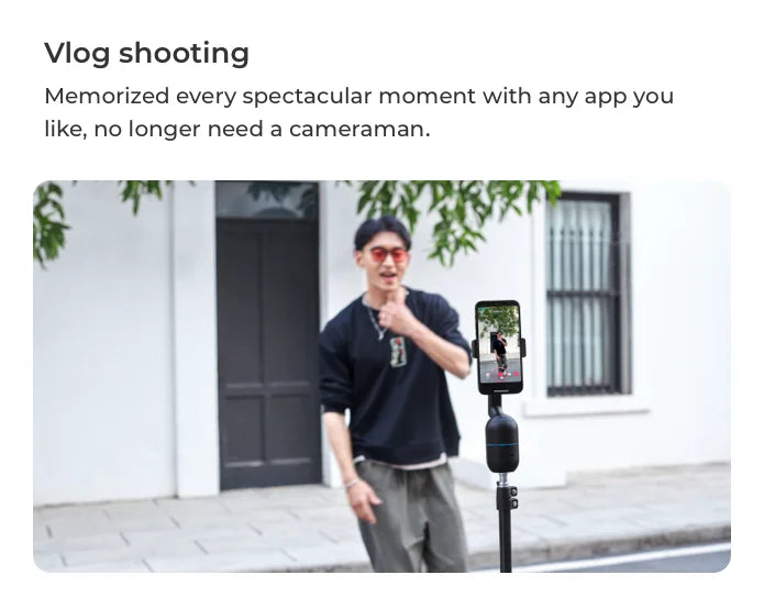 OBSBOT Me AI Powered Selfie Phone Holder Auto Tracking Quick Pick Smartphone Gimbal Webcam for Vlog Live Streaming Photo Video