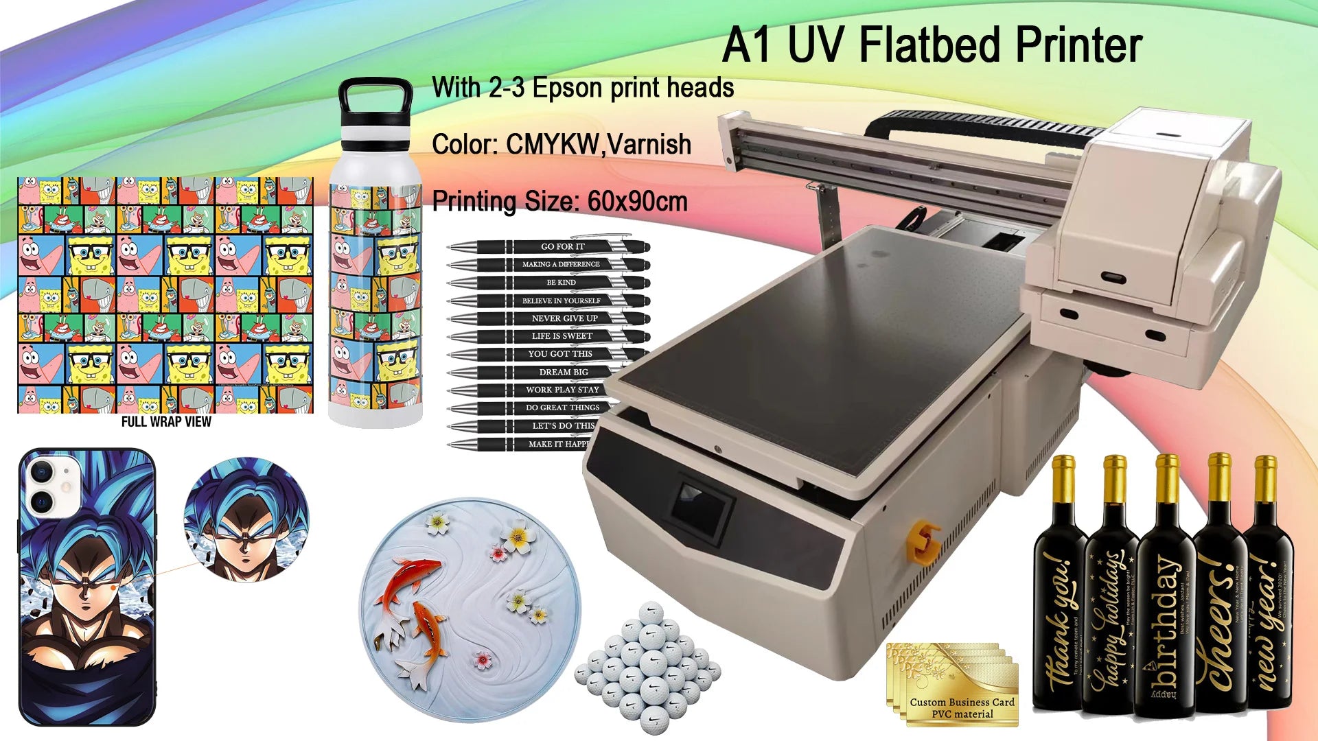 UV DTF Inkjet Flatbed Printer A3 60x90cm LED for PVC Retail Use Multifunctional Automatic 24-in-1