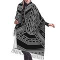 New Wholesale Custom Womens Soft Cashmere Feeling Long Scarf Pashmina Shawls Wraps Scarf Polynesian Tribal Printed Winter Scarf