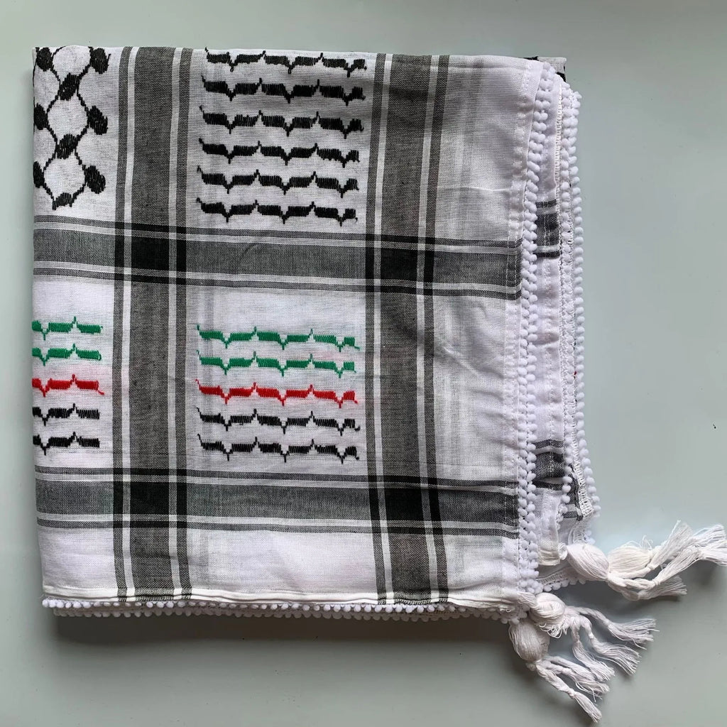 Arab Turban Muslim Keffiyeh Scarf Hijab Shemagh Desert Keffiyeh Fashion Style Muslim for Head Neck Scarf White for Men square