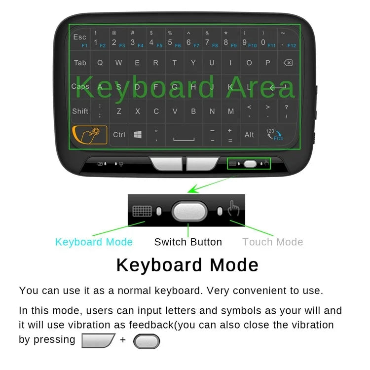Wholesale 2.4Ghz Mini Wireless Portable Touchpad H18+ Keyboards Li-battery Rechargeable RGB Backlight Keyboard Factory