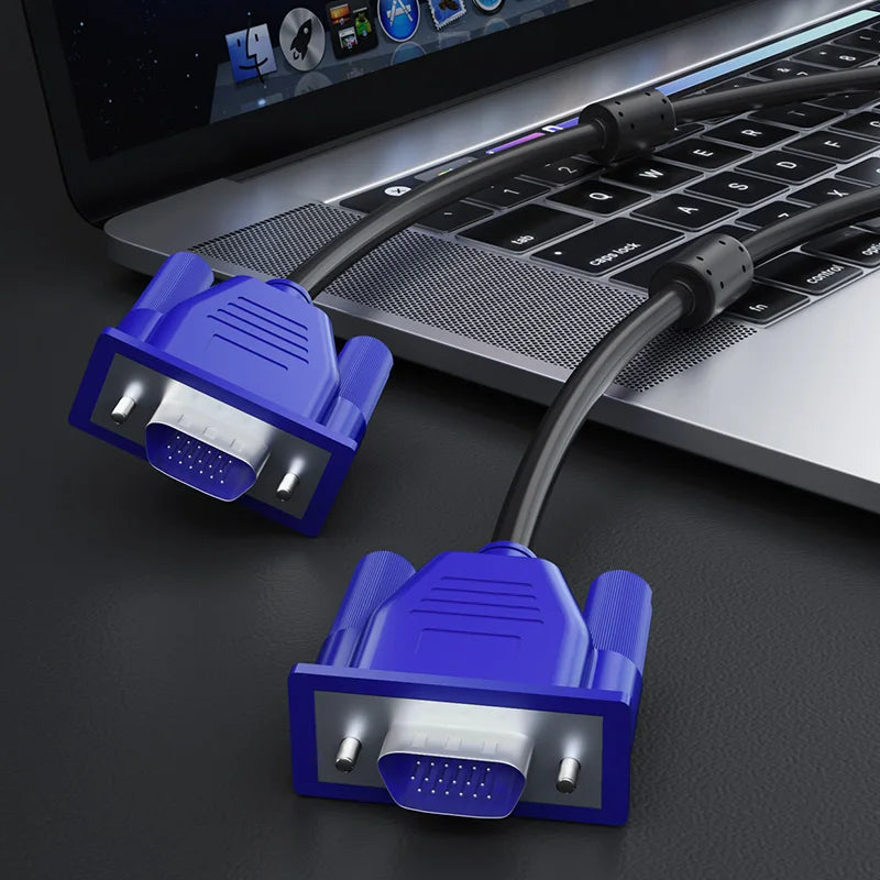 VGA Cable Male to Male 1080P HD Video Cord with Dual Ferrite Core Shielded Anti-Interference for Monitor Laptop TV Projector