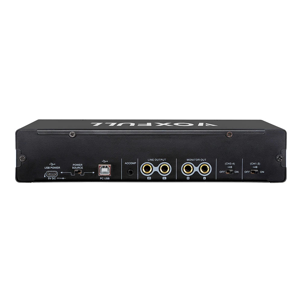 Voxfull MD404 Professional 24Bit 192KHz Mini USB Audio Interface 4 Channel USB Sound Card for Live Music Recording Studio