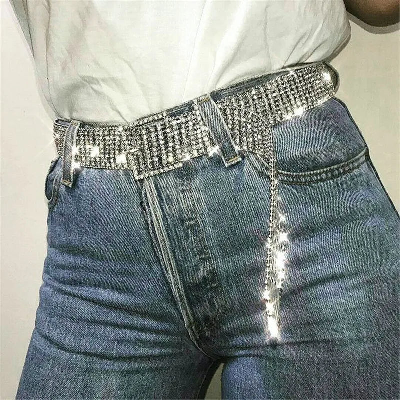 Luxury Crystal Men Women Unisex Belt Diamond Studded Rhinestone Belts Western Sparkle Designer Leather Belts  0826