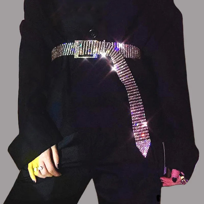 Luxury Crystal Men Women Unisex Belt Diamond Studded Rhinestone Belts Western Sparkle Designer Leather Belts  0826