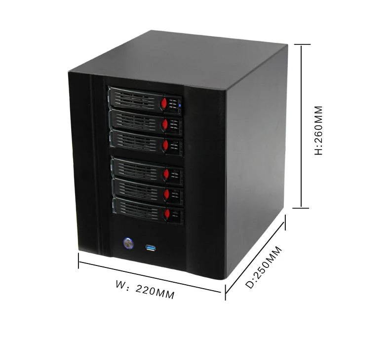 High Quality All-in-One Desktop Computer with *6 Bay HDD Nas Server Case for Data Storage J1900 CPU in Stock