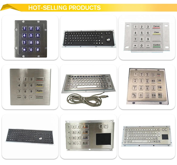 Industrial Metal Braille Stainless Steel Keyboard IP65 USB Metal Keyboard With Trackball Touchpad
