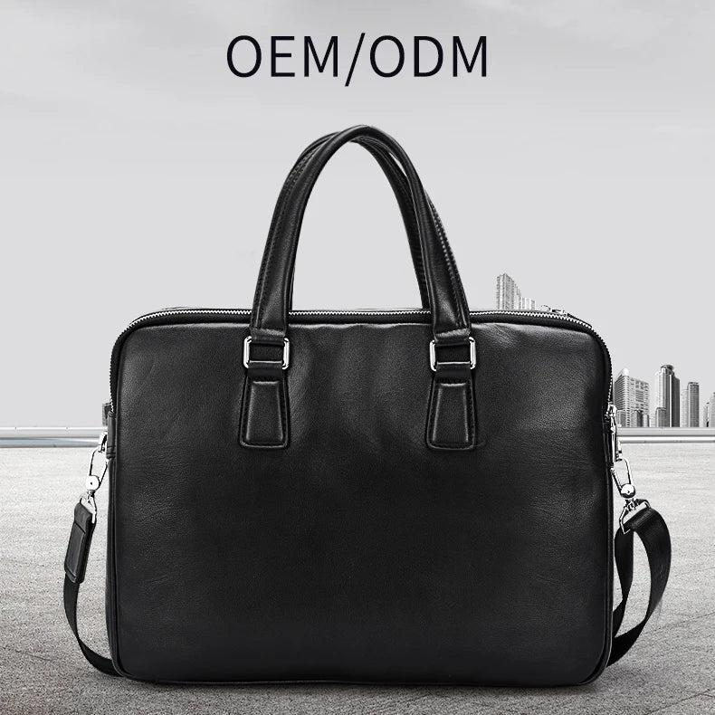 Waterproof Large Capacity Shoulder Bag Real Leather Business Men's Messenger Genuine Leather Laptop Bag for Men