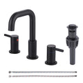 Modern Bathroom Vanity Faucet Basin Mixer Tap 360 Swivel Spout Deck Mounted Three Hole Double Handle Wash Basin Faucet