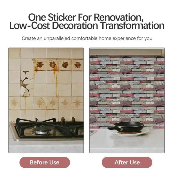 Red Stone Brick Marble Wallpaper Classic Style Geometric Pattern Peel Stick Easy Clean Waterproof PVC Kitchen Bathroom Wall