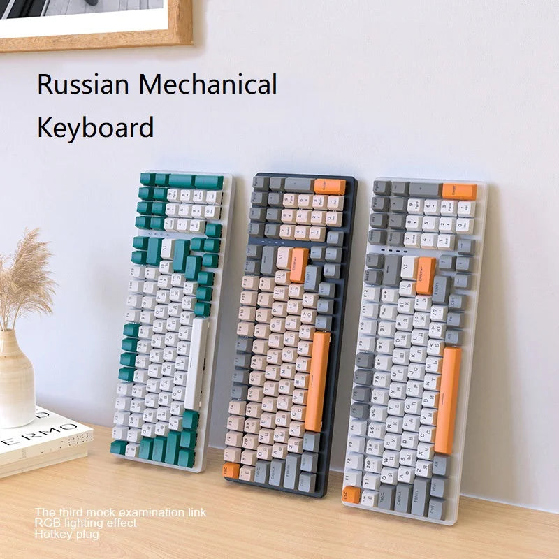 Free Wolf K3 Russian Mechanical Keyboard 980 Hot-swappable Axis Game Keyboard Computer Customized Keyboard