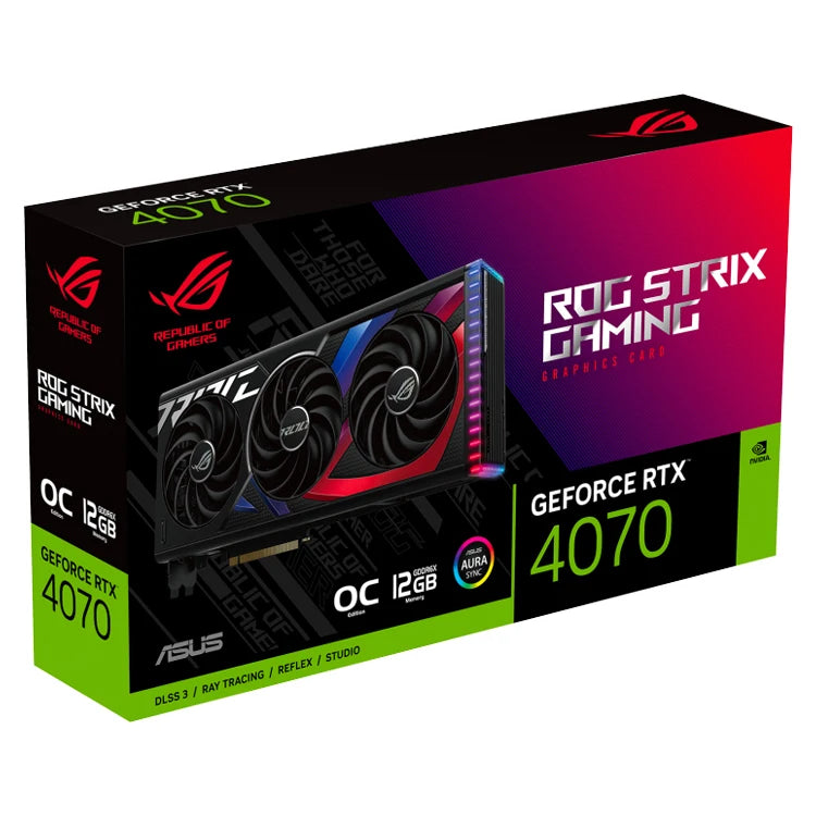 Used ASU'S ROG Strix GeForce RTX 4070 12GB GDDR6X OC Graphics Card With 12GB GDDR6X 192 Bit Memory Support OverClock