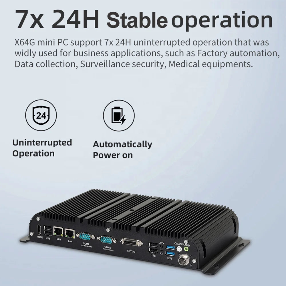 12V 24V 36V Embedded Robust Fanless Industrial Computer Core I5 1135G7 I7 1195G7 N100 J4125 RS232 RS485 GPIO 4G 5G Lte Mini PC
