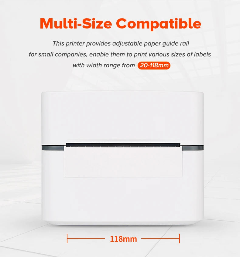 104mm Express Waybill Label Printer Sticker 203dpi Thermal Barcode Printer for Label Printing