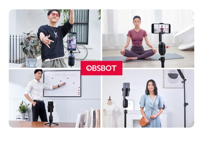 OBSBOT Me AI Powered Selfie Phone Holder Auto Tracking Quick Pick Smartphone Gimbal Webcam for Vlog Live Streaming Photo Video
