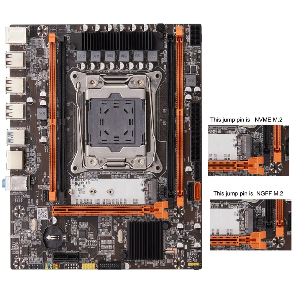 QIYIDA ED4 X99 LGA2011-3 Motherboard Set Kit With Intel Xeon E5 2660V3 CPU 16GB(2*8G) 3200MHZ DDR4 Desktop Memory M-ATX NVME M.2