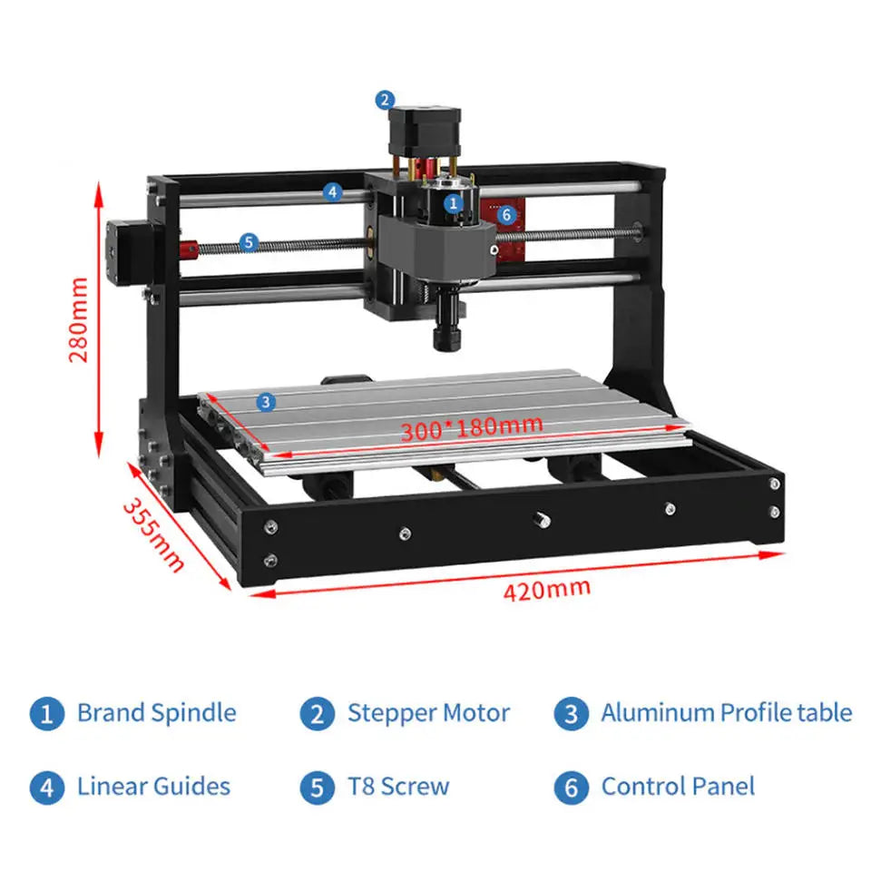 Mini DIY 3018 PRO CNC Router Kit New GRBL Laser Engraving Machine Module 2500mw 5500mw 15W T8 Screw for Wood Working