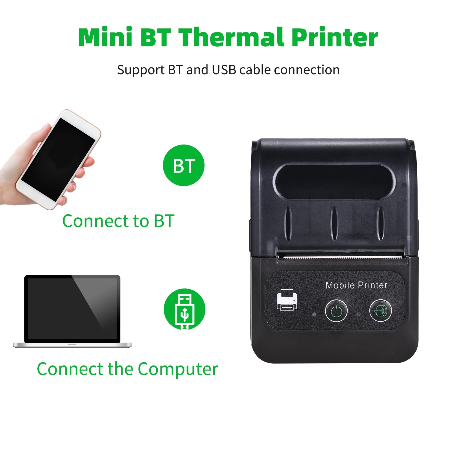 Portable 2 Inch Mini Thermal Printer  Wireless Label Maker for Android IOS Windows