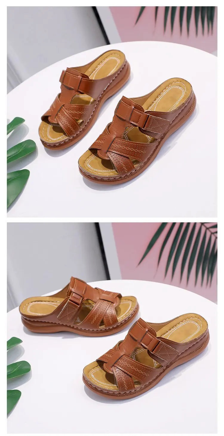 New Design Fashion Ankle Strappy Flat Knee Covers for Women Casual Summer Beach Slippers