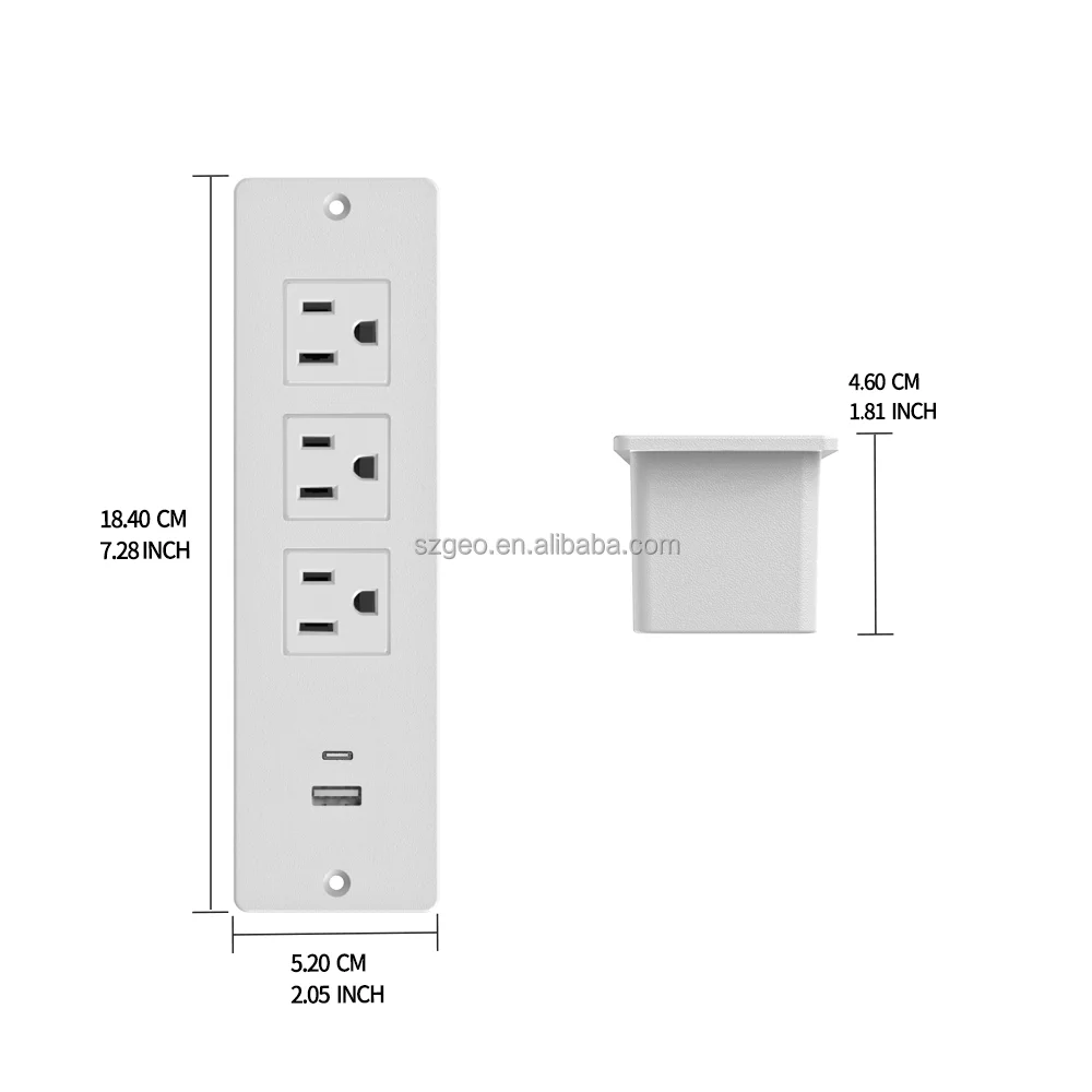 Recessed Power Strip Charging Station with USB Plugs Protector Outlet Extender with Extension Cord for Home Office Power Strip