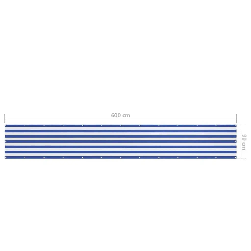 W2B VidaXL Balcony Screen White and Blue 35.4x236.2'' Oxford Fabric Bath Screen