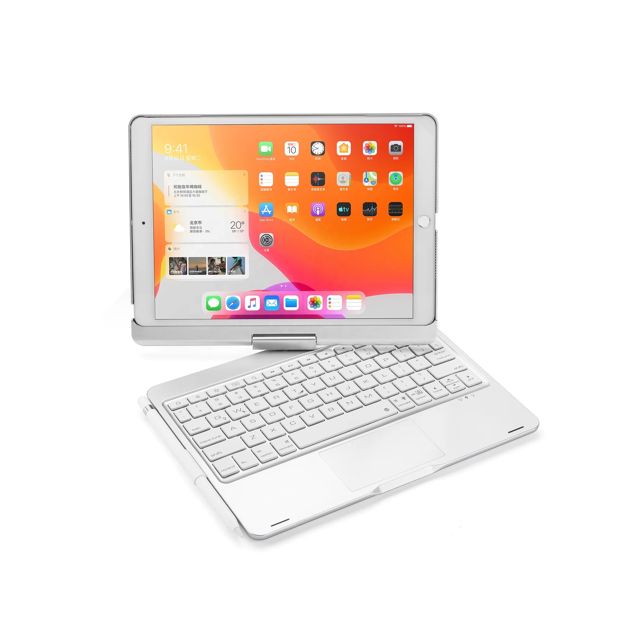 10.2 Inch Smart Touchpad Keyboard Rotation 360 Degree Wireless Keyboard Case for iPad 9th Generation