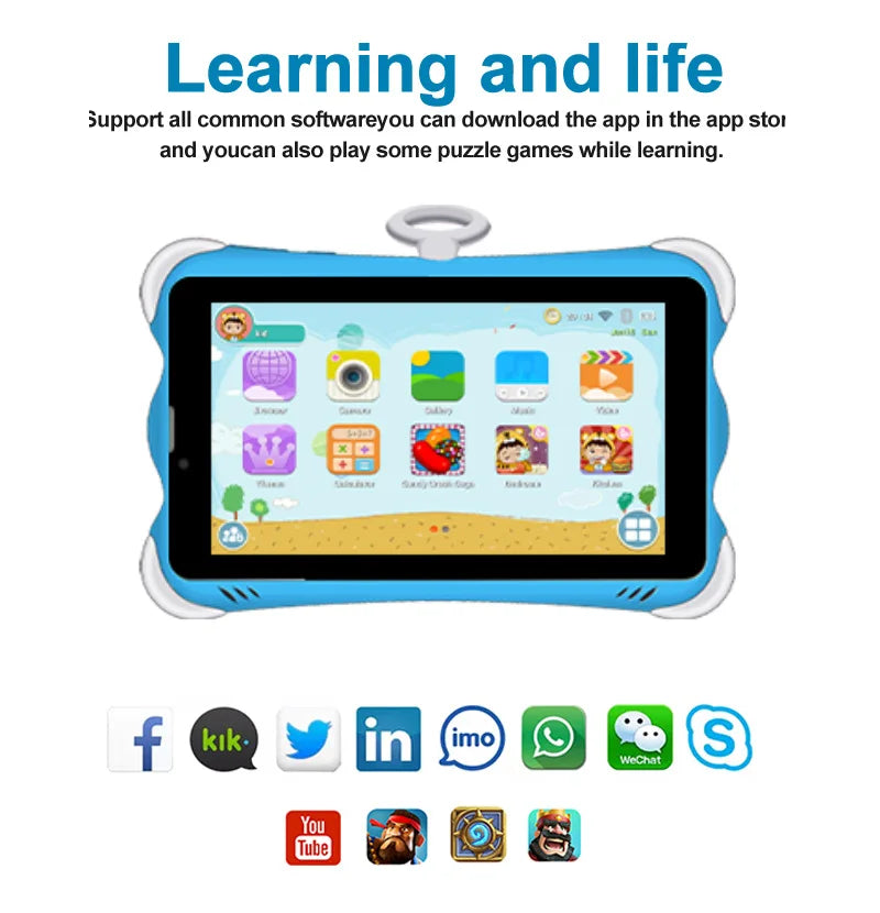 Custom 7 Inch 2gb 16gb Kid Tab Educational Learning 3g 7 Inch Kids Android Tablet With Sim Card Slot